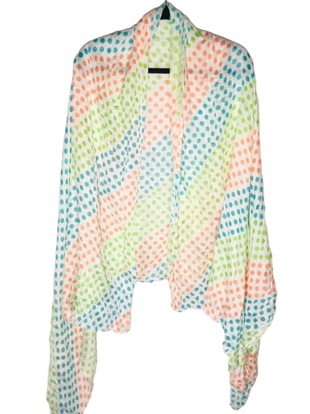 collection 18 scarf dot new with tags sheer white multi color rayon os READ NEW